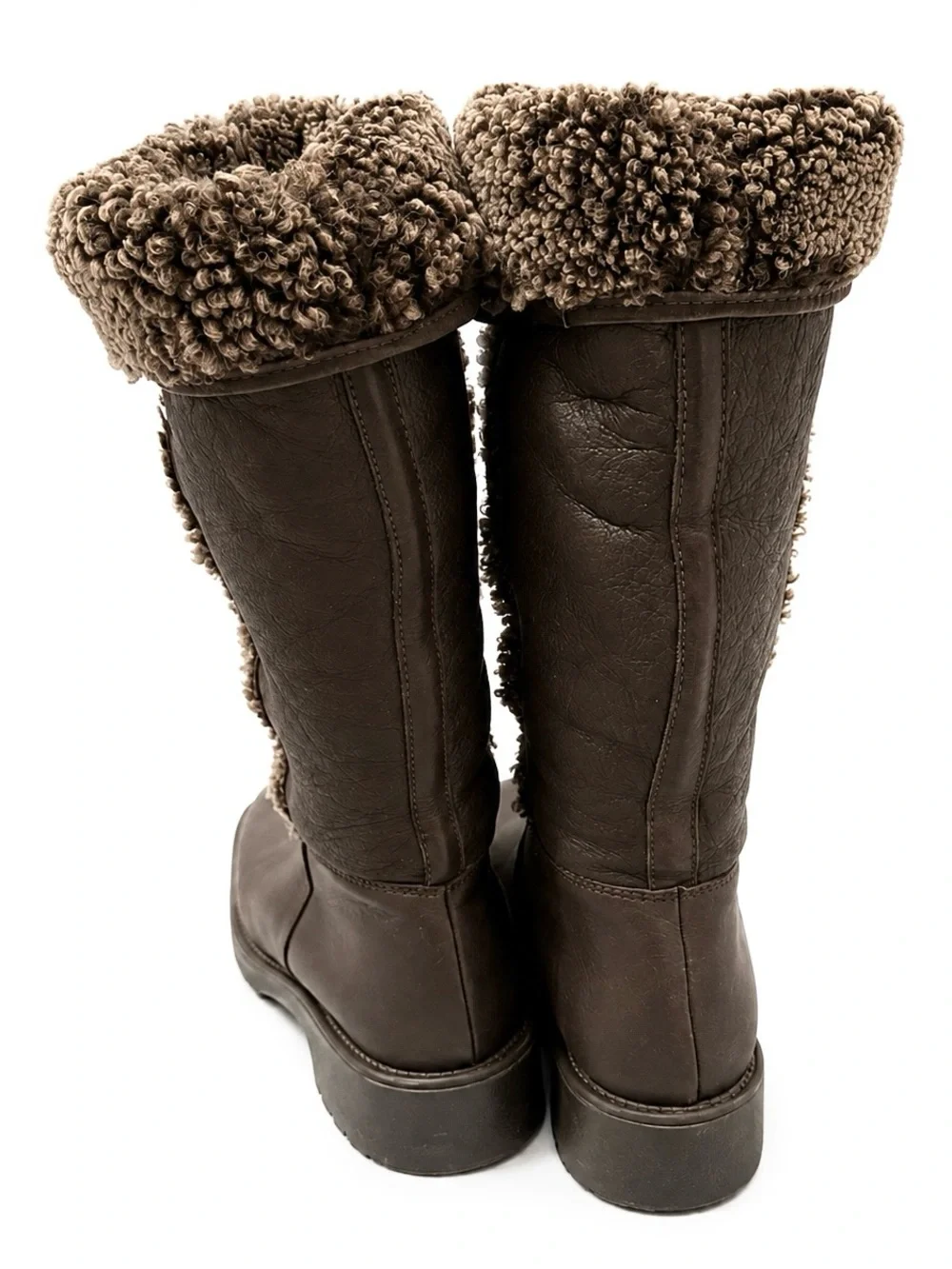 RARE!!  L.L. Bean Women’s Brown Shearling Tall Fold-Over Pull-on Boots Size 10